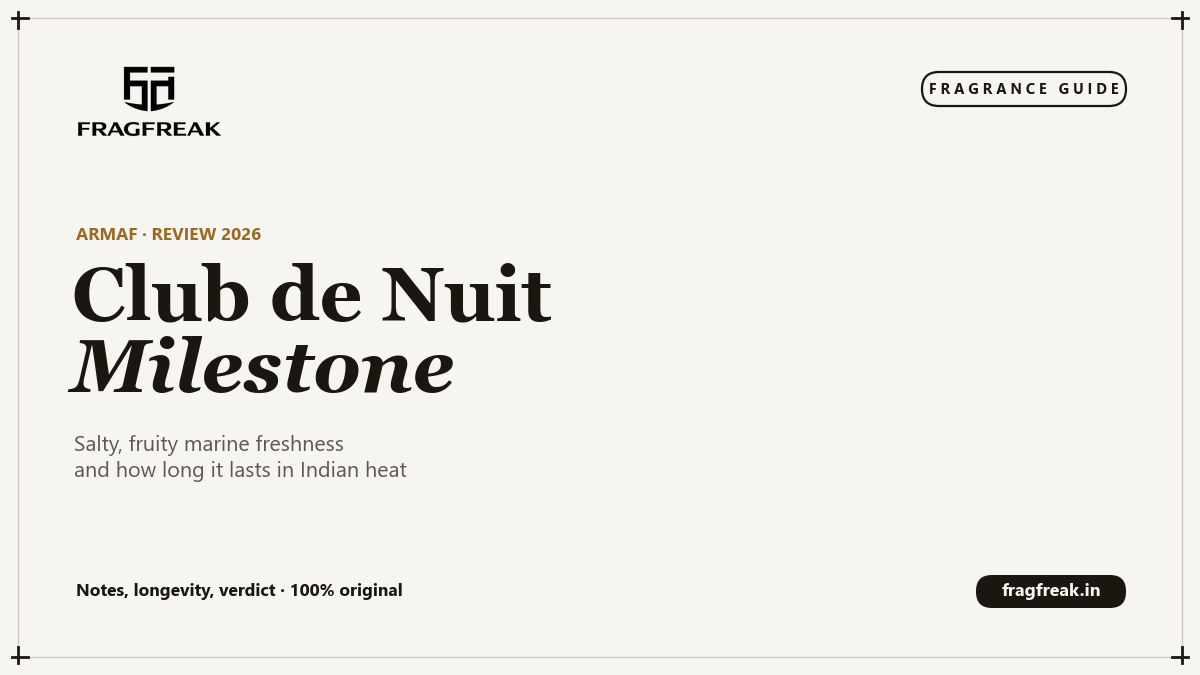 FragFreak review cover, Armaf Club de Nuit Milestone, a fresh salty marine unisex perfume.