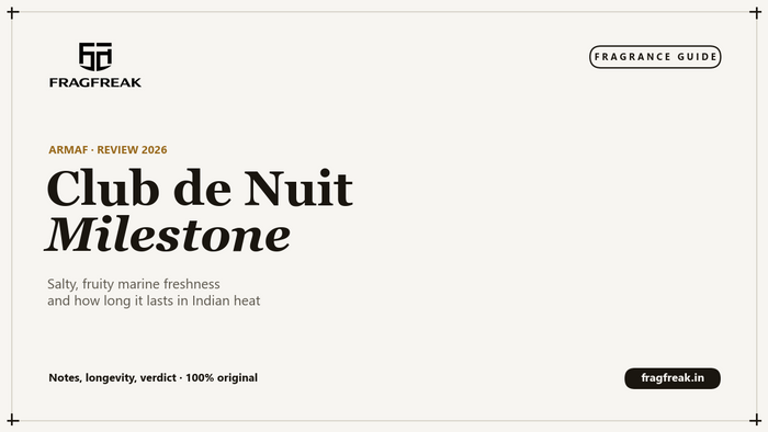 FragFreak review cover, Armaf Club de Nuit Milestone, a fresh salty marine unisex perfume.