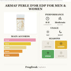 Armaf Perle D'or EDP fragrance profile infographic