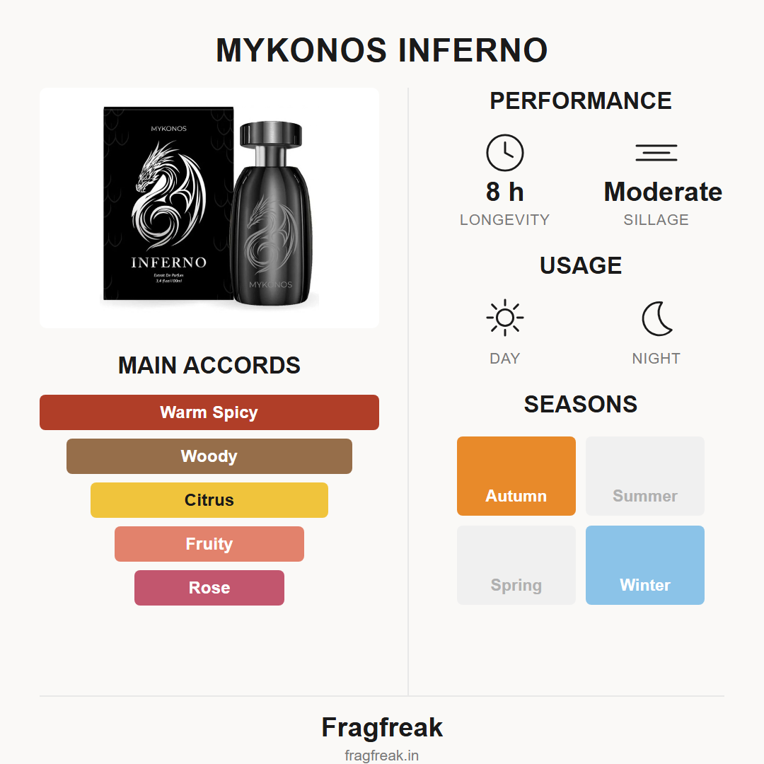 Mykonos Inferno fragrance profile infographic